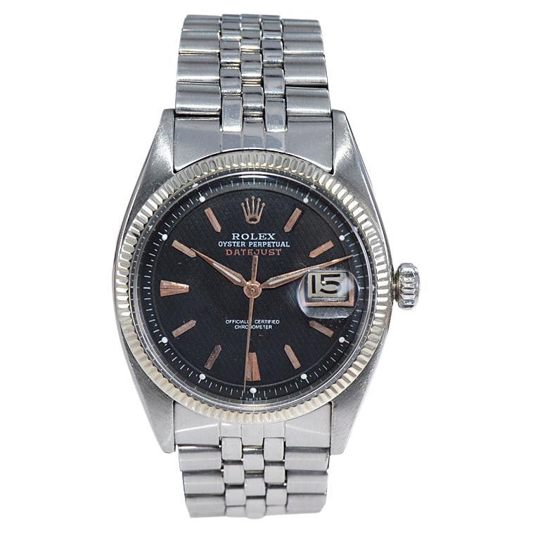 Rolex Stainless Steel Early and Rare "Big Bubble" Datejust from 1953 For Sale