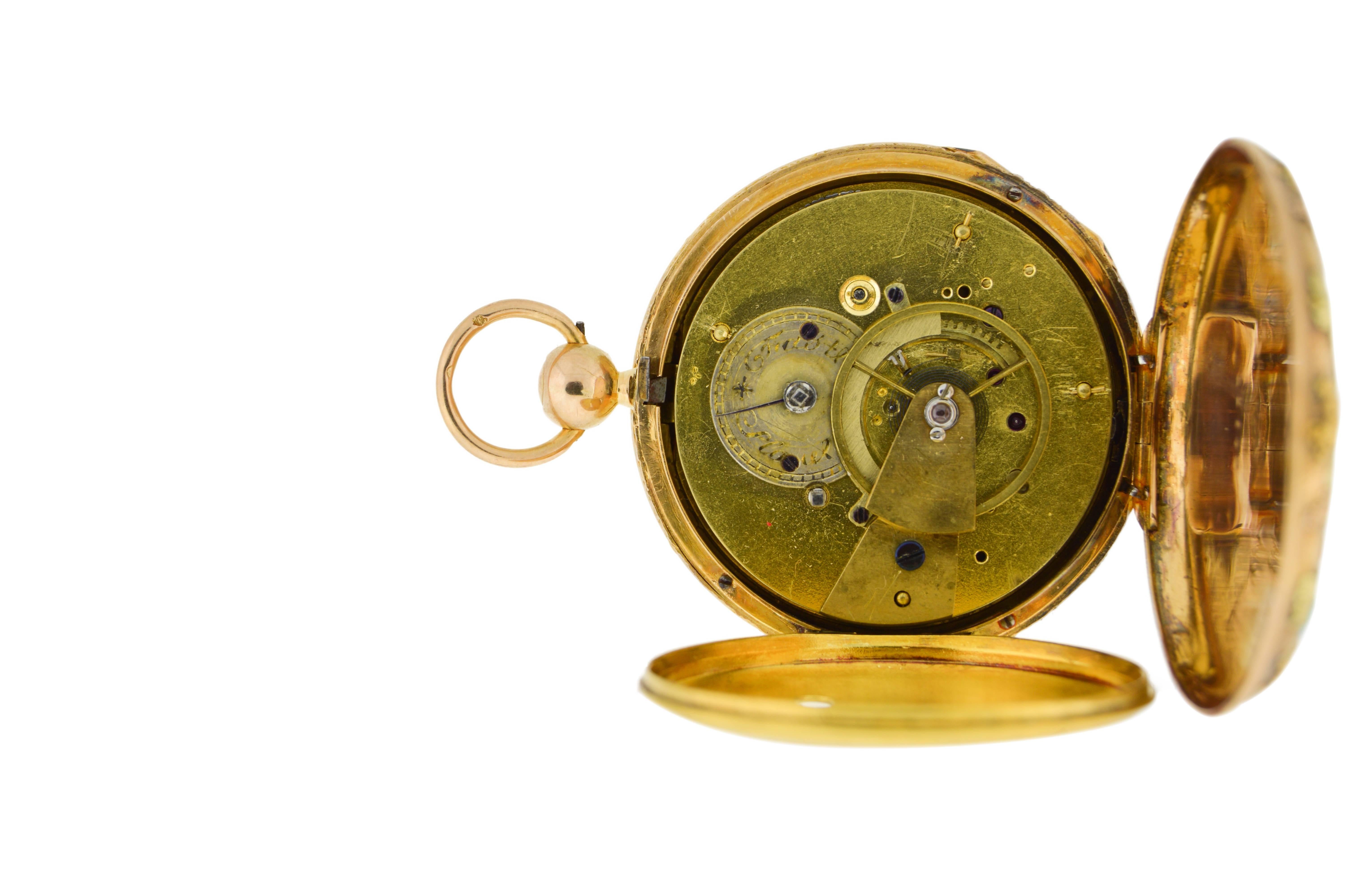 Women's or Men's Multi Color Gold Ancient Chain Driven Pocket Watch