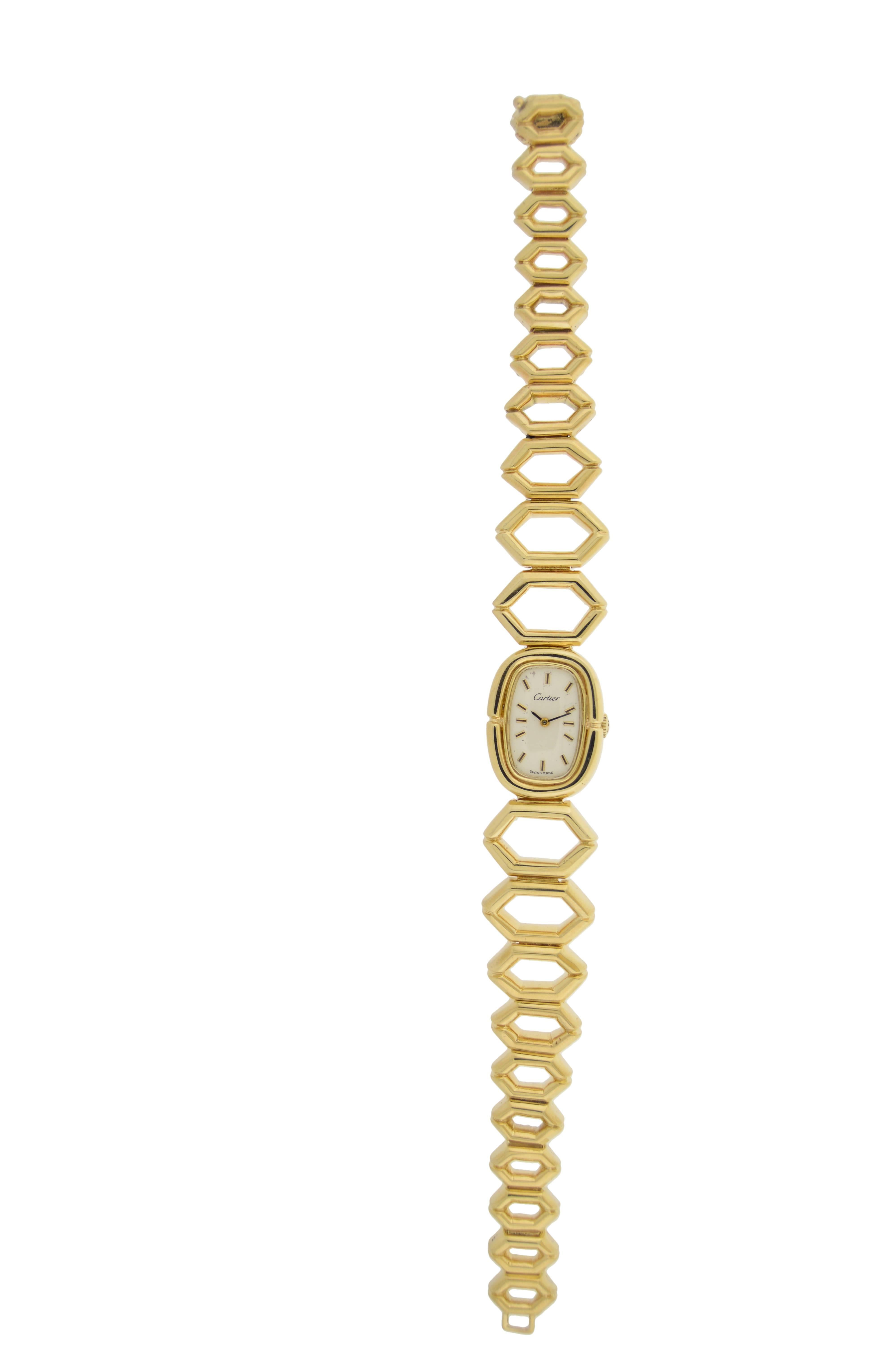 Art Deco Cartier Lady's Yellow Gold Bracelet Wristwatch
