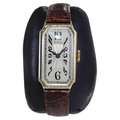 Birken aus Kanada 14kt. Massivgold-Uhr im Art-déco-Tankstil, ca. 1930er Jahre