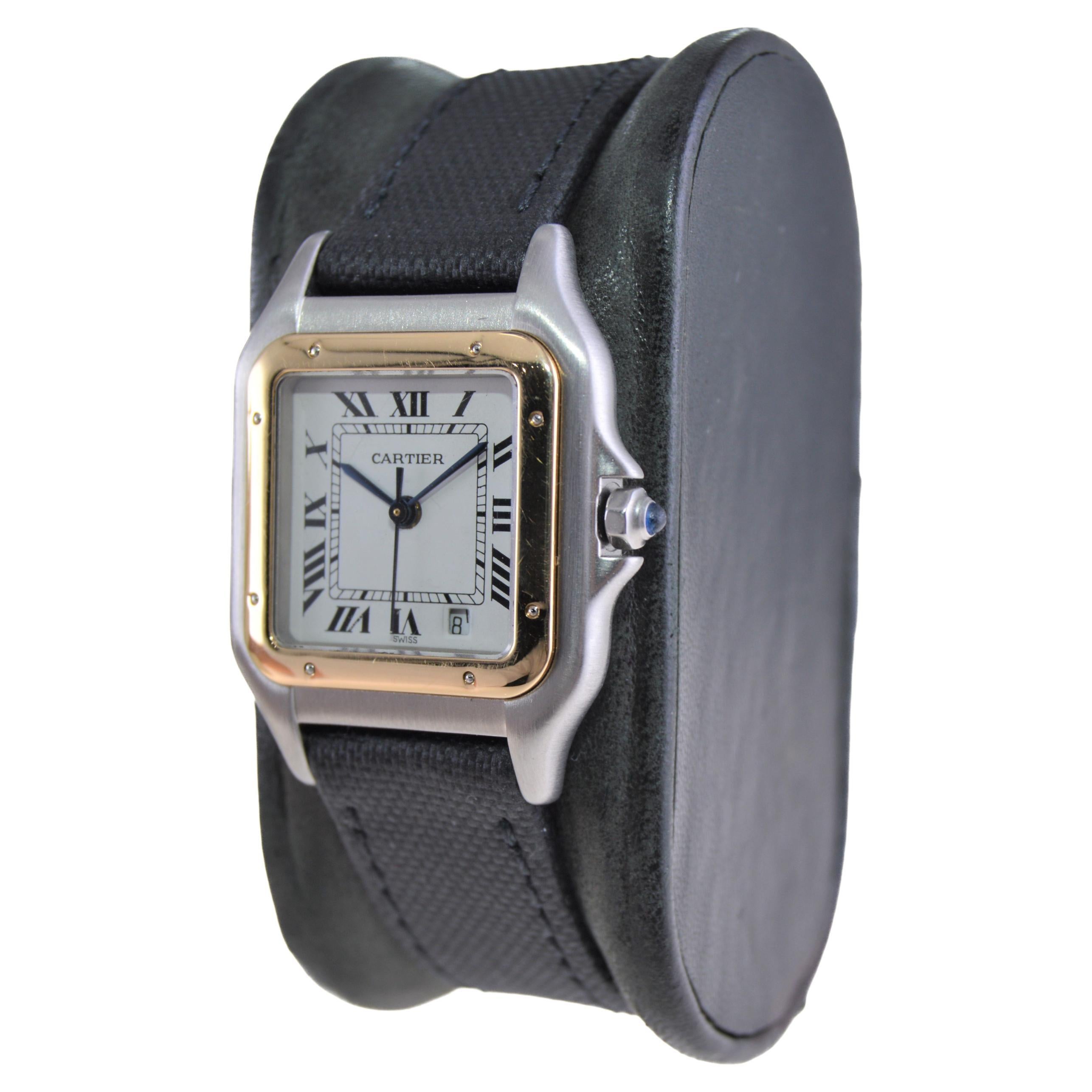 Cartier Zweifarbiger Stahl und 18Kt. Goldene Panthere-Armbanduhr mit Cartier-Schließe Damen