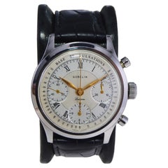 Gubelin Stainless Steel Valjoux 72 Chronograph Doctors Pulsation Watch, 1940s
