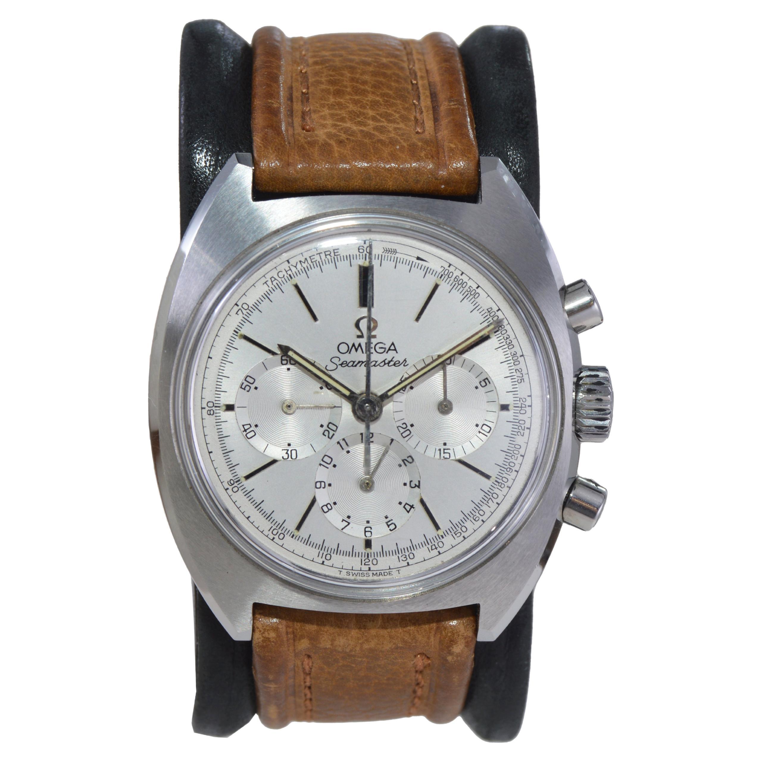 Omega Stainless Steel Seamaster Chronograph Cal 321 Manual Watch, 1960's For Sale
