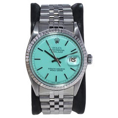 Rolex Stainless Steel Datejust with Custom Made Tiffany Blue Dial circa 1970's
