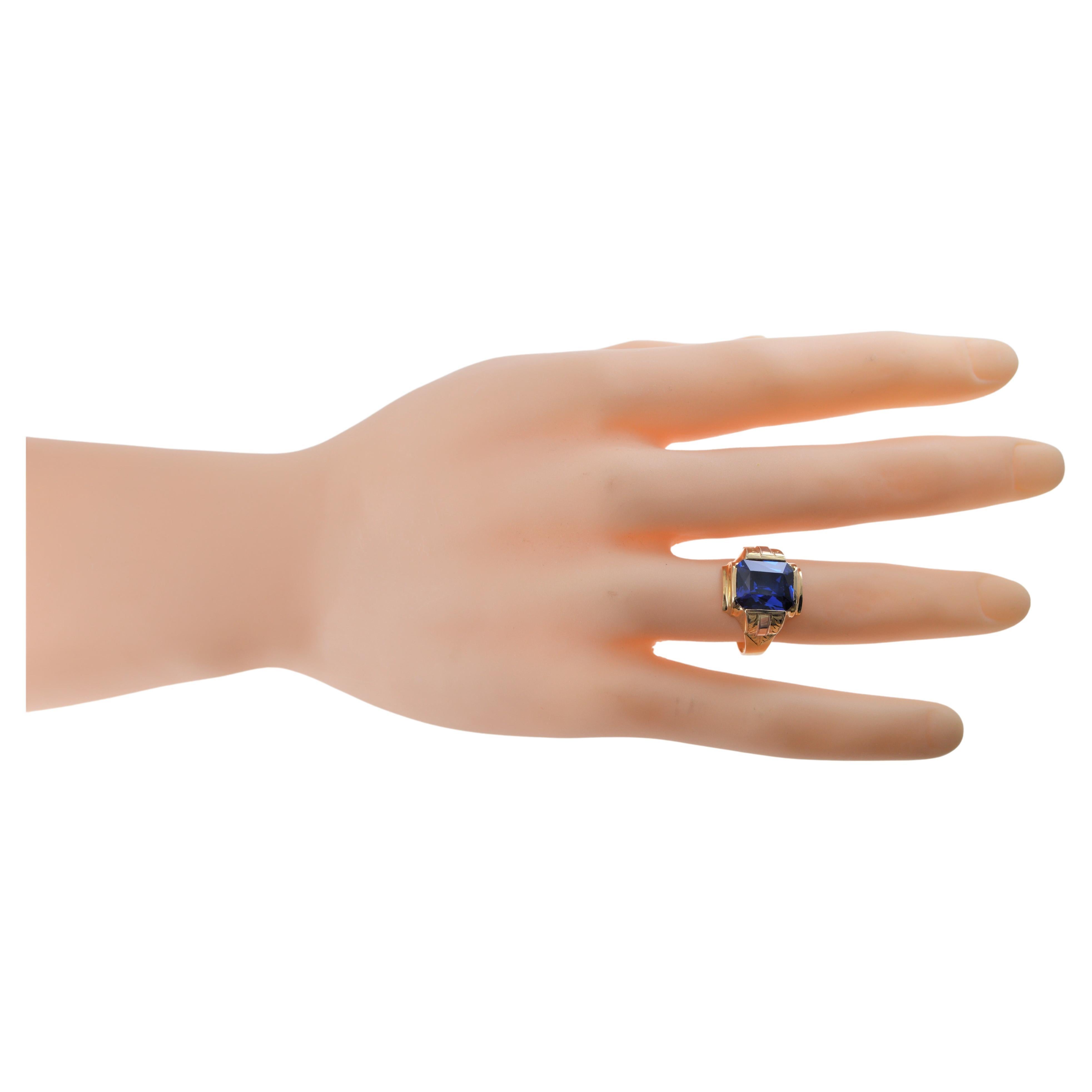 Bague unisexe Art déco en or massif multicolore fabriquée à la main dans les années 1930 en vente 6