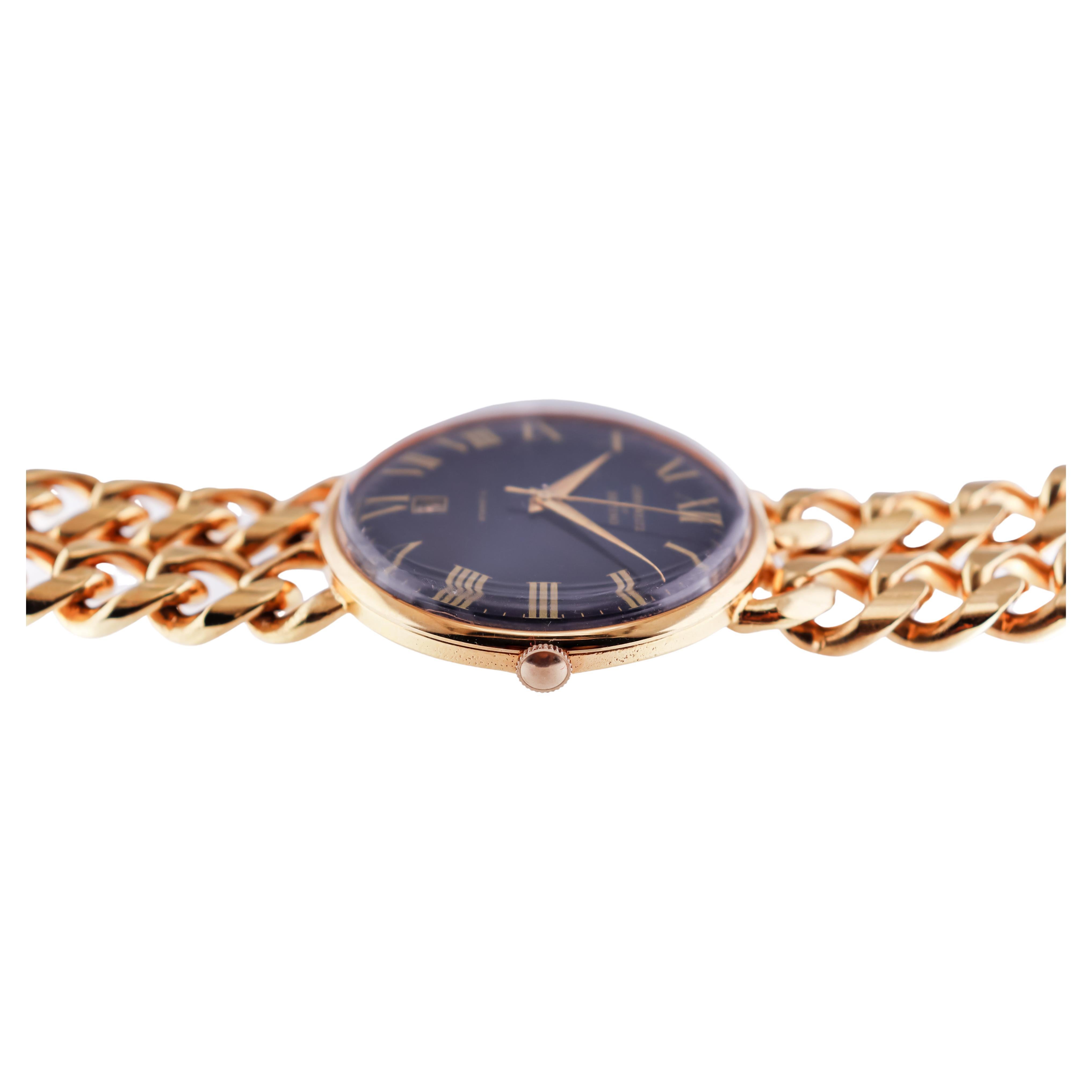 Women's or Men's John Weitz for Destino Yellow Gold Filled Vintage Date Mechanical Watch For Sale