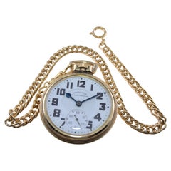 Vintage Hamilton Yellow Gold Filled Open Faced Enamel Dial Railroad Pocket Watch 1940's