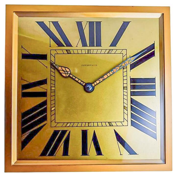 Tiffany & Co. by Charles Hour Brass and Gilt Art Deco Clock, 1920s Original Dial For Sale
