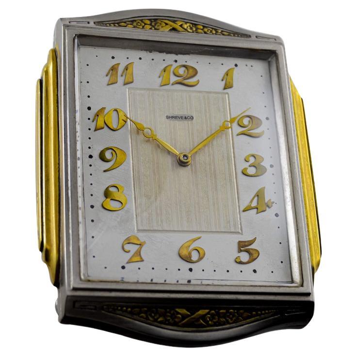 Shreve & Co. Horloge de table Art déco en métal mixte, vers 1930
