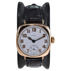 Elgin 14Kt. Solid Gold Cushion Shaped Early Wrist Watch High Grade from 1896