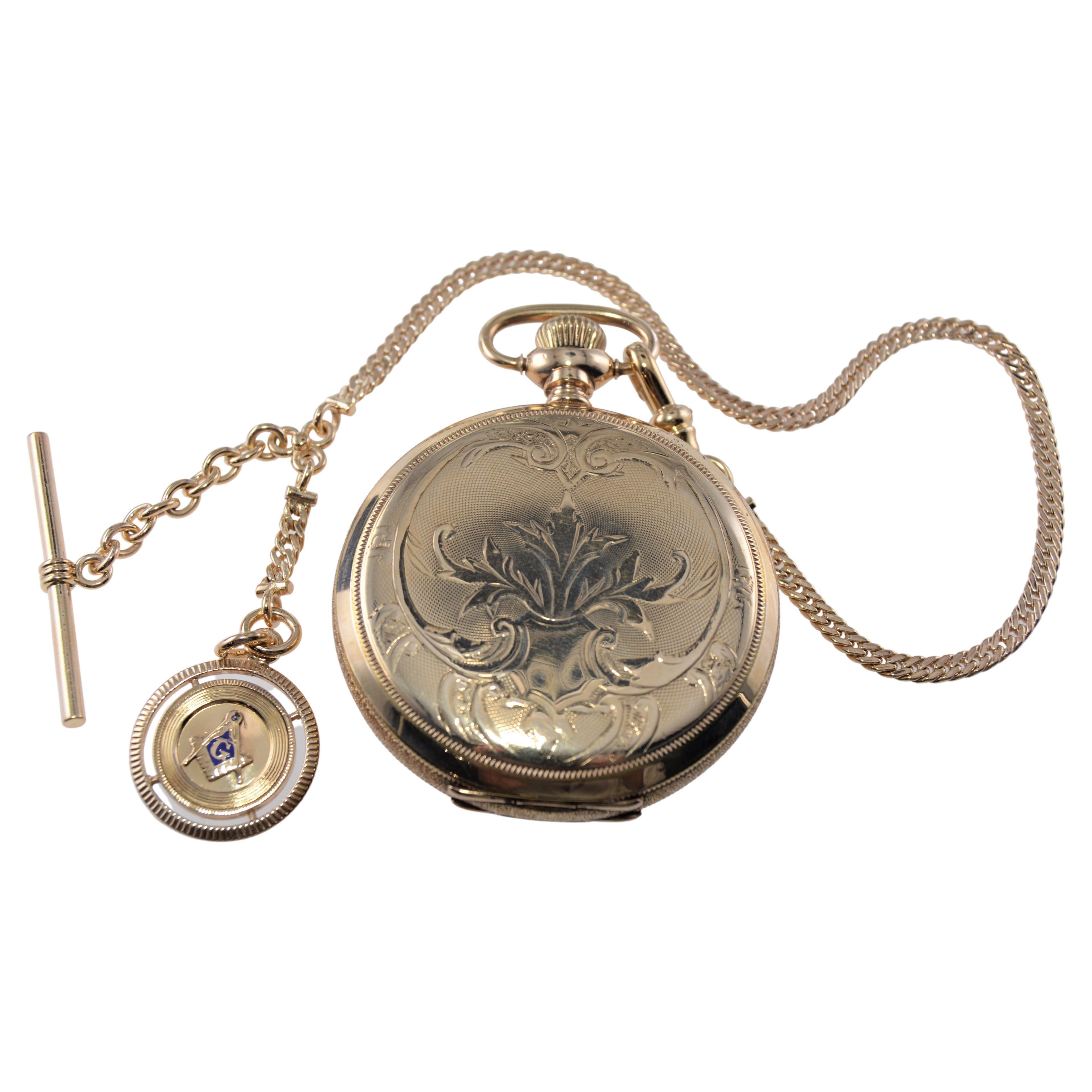 Waltham Yellow Gold Filled Art Nouveau Hunters Case Pocket Watch from, 1906