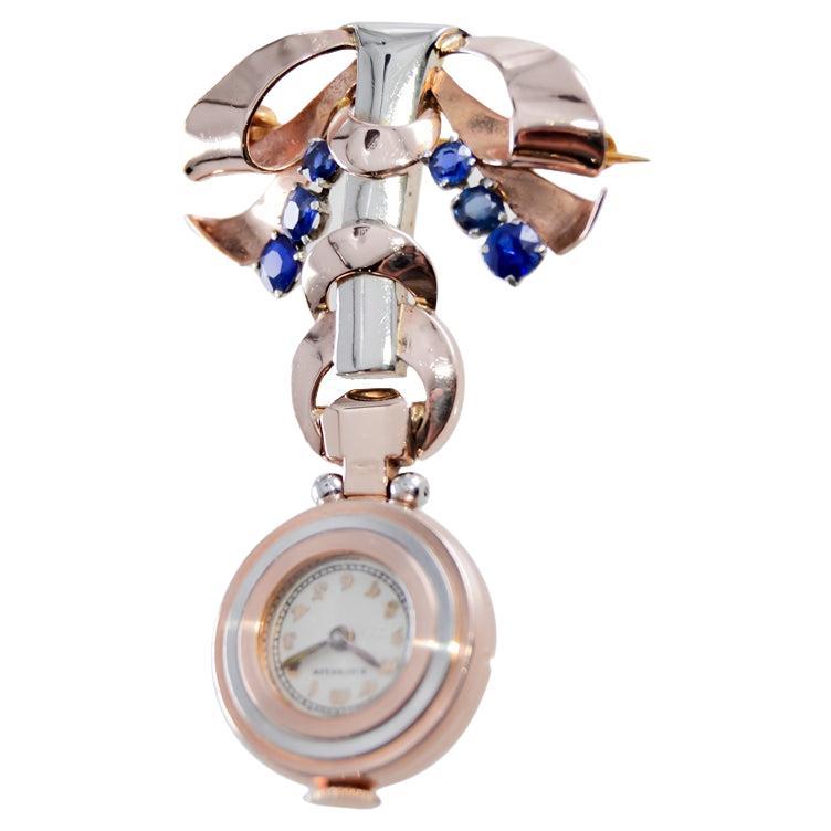Gubelin 14Kt. Multi Colored Art Deco Ladies Pendant Watch circa 1930's by Movado For Sale