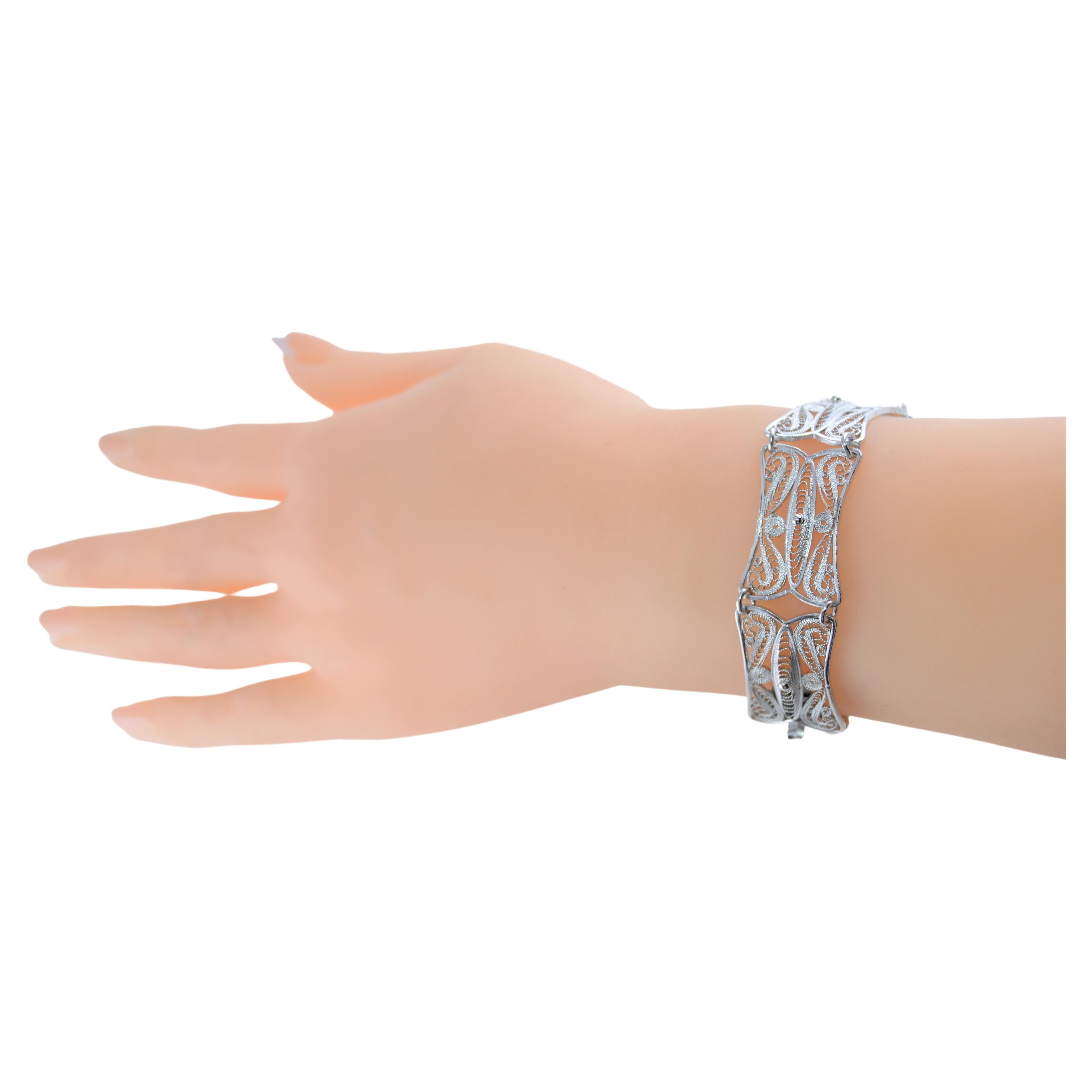 Pulsera Hand Made de plata de ley de los años 30 6 7/8 Pulgadas en Excelente estado para la venta en Long Beach, CA