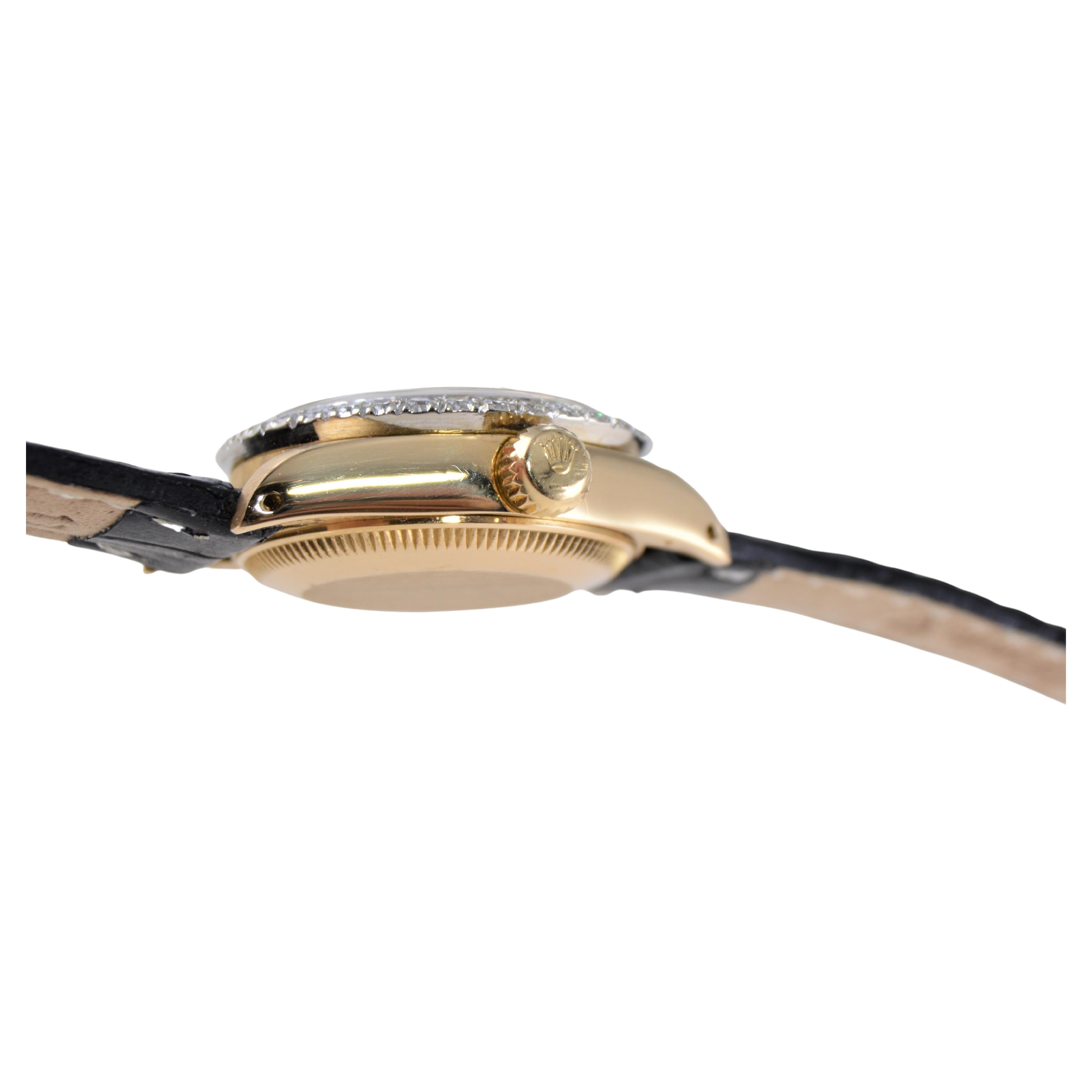 Rolex modèle présidente pour femmes en or jaune 18 carats avec lunette en diamant faite sur mesure en vente 6