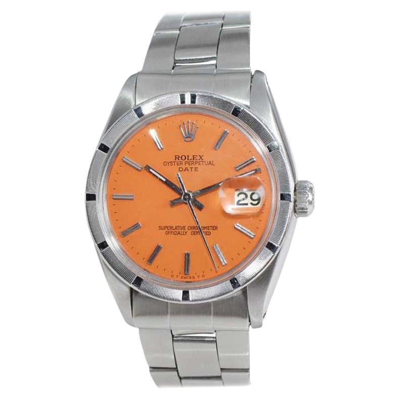 Rolex Steel Oyster Perpetual Date With Custom Finished Orange Dial, circa 1970s
