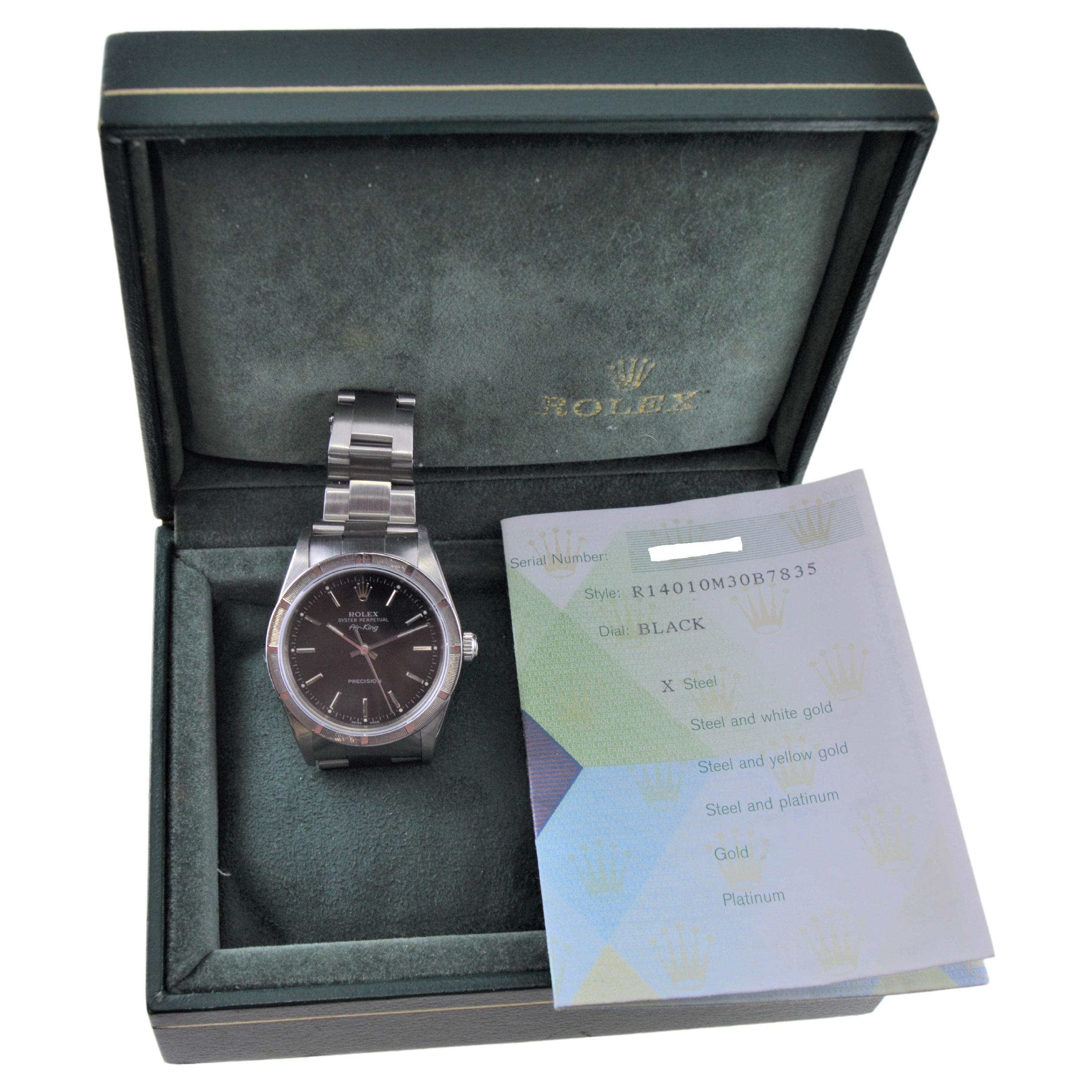 Rolex Stainless Oyster Perpetual Air-King With Black Dial Box & Papers 2005