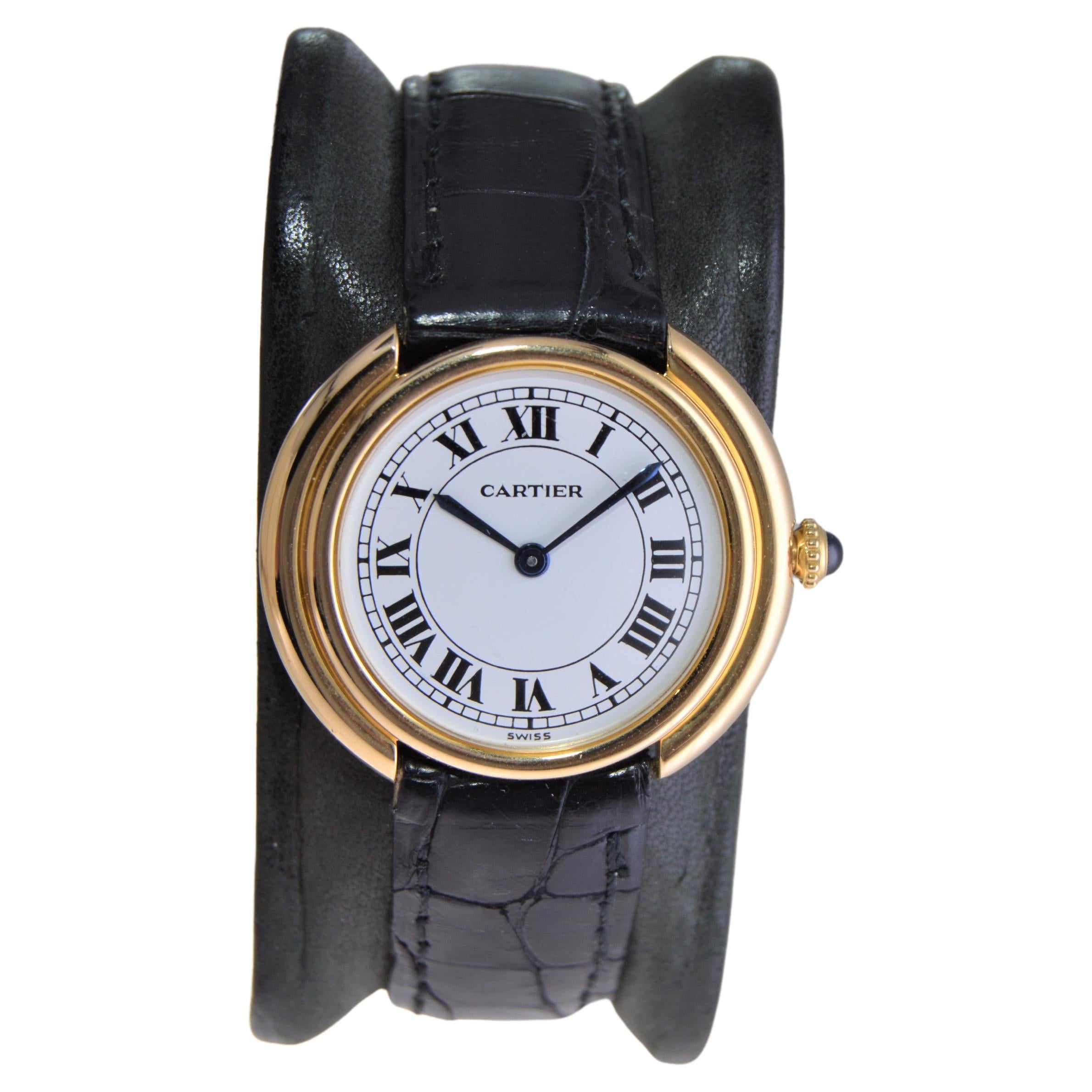 Cartier Original-Zifferblatt aus 18 Karat Gelbgold und mit Originalschnalle, 1970er Jahre