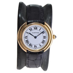 Retro Cartier 18Kt Yellow Gold Original Dial and Supplied with Original Buckle 1970's