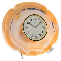 Tiffany & Co. Horloge de bureau Art déco en pierre d'agate