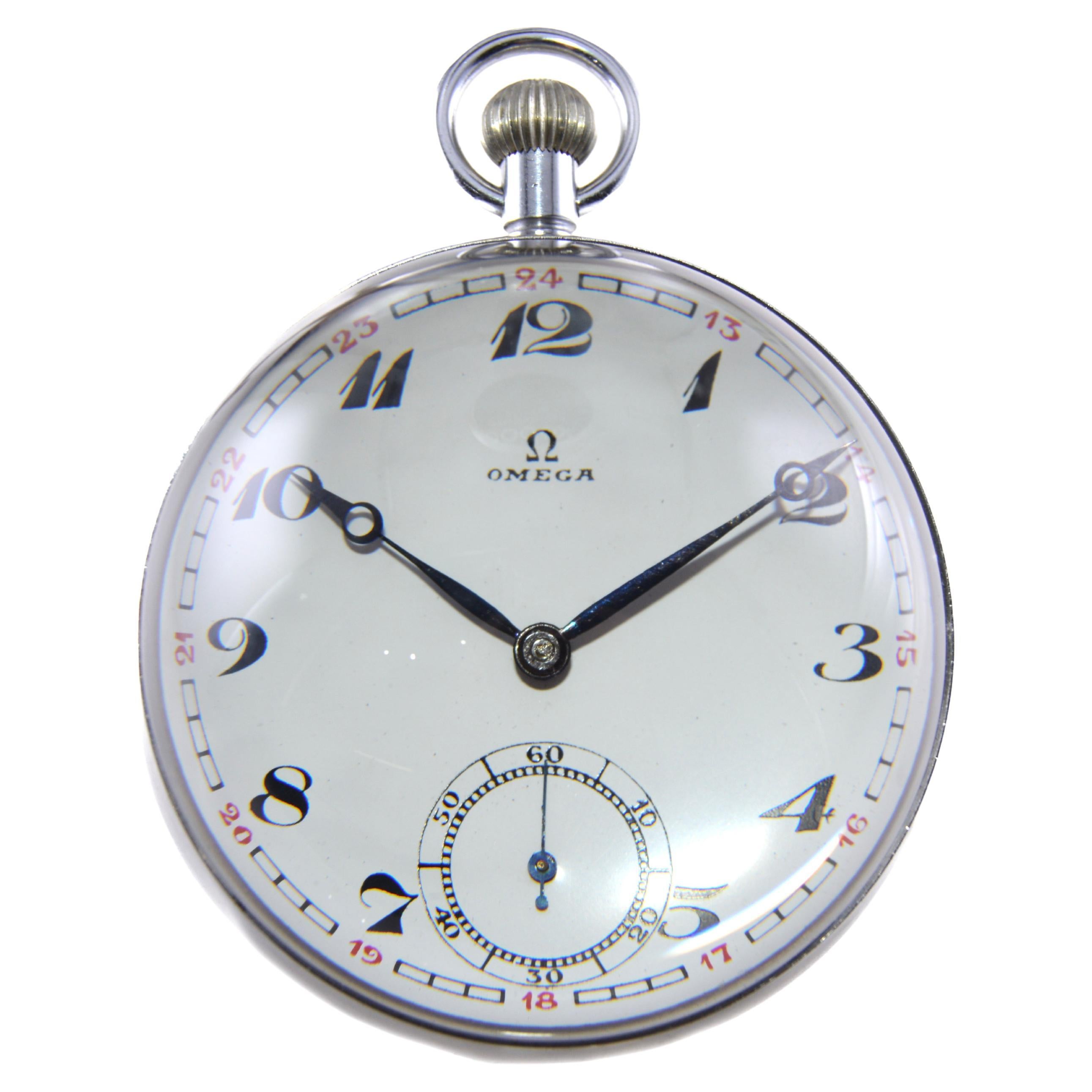 Omega Art Deco Styled Ball Clock with Magnifier Lens  For Sale