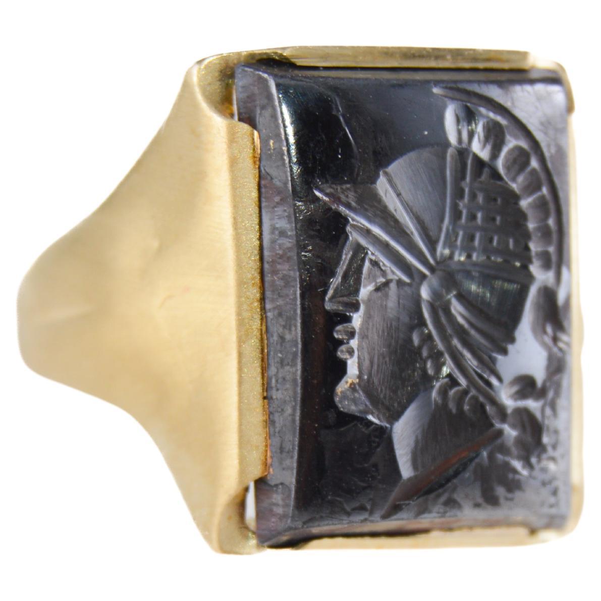 10kt Solid Gold Hand Constructed Art Deco Ring For Sale
