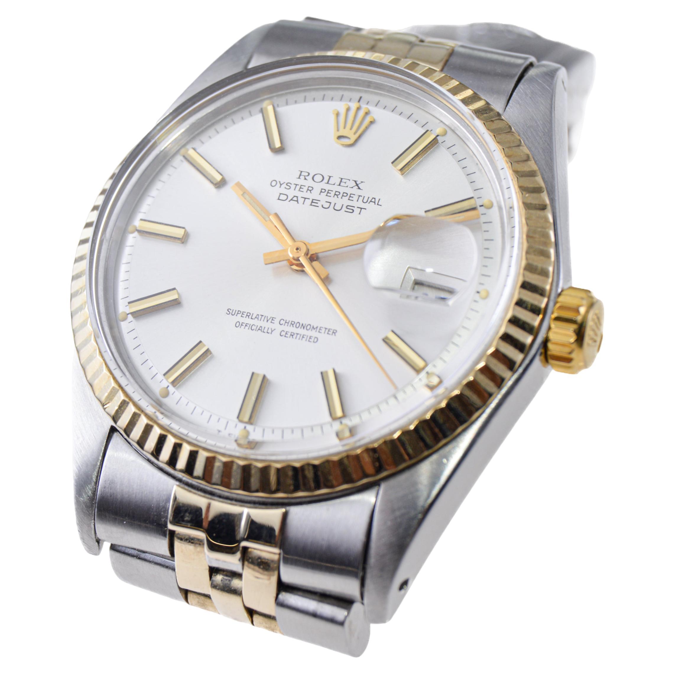 Modern Rolex Two-Tone Oyster Perpetual Datejust Ref 1601 from 1972 with Original Papers For Sale