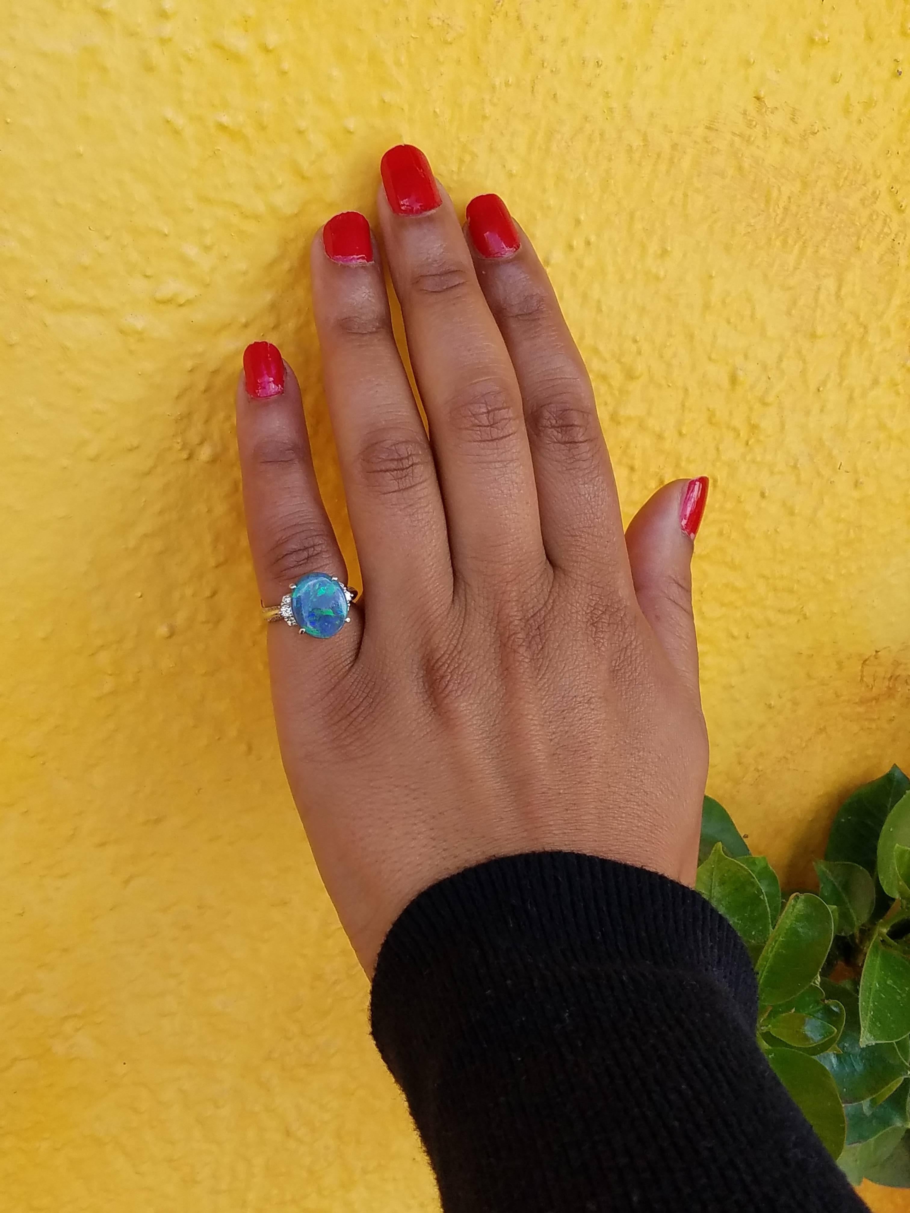 Black Opal Diamond Platinum Ring 1