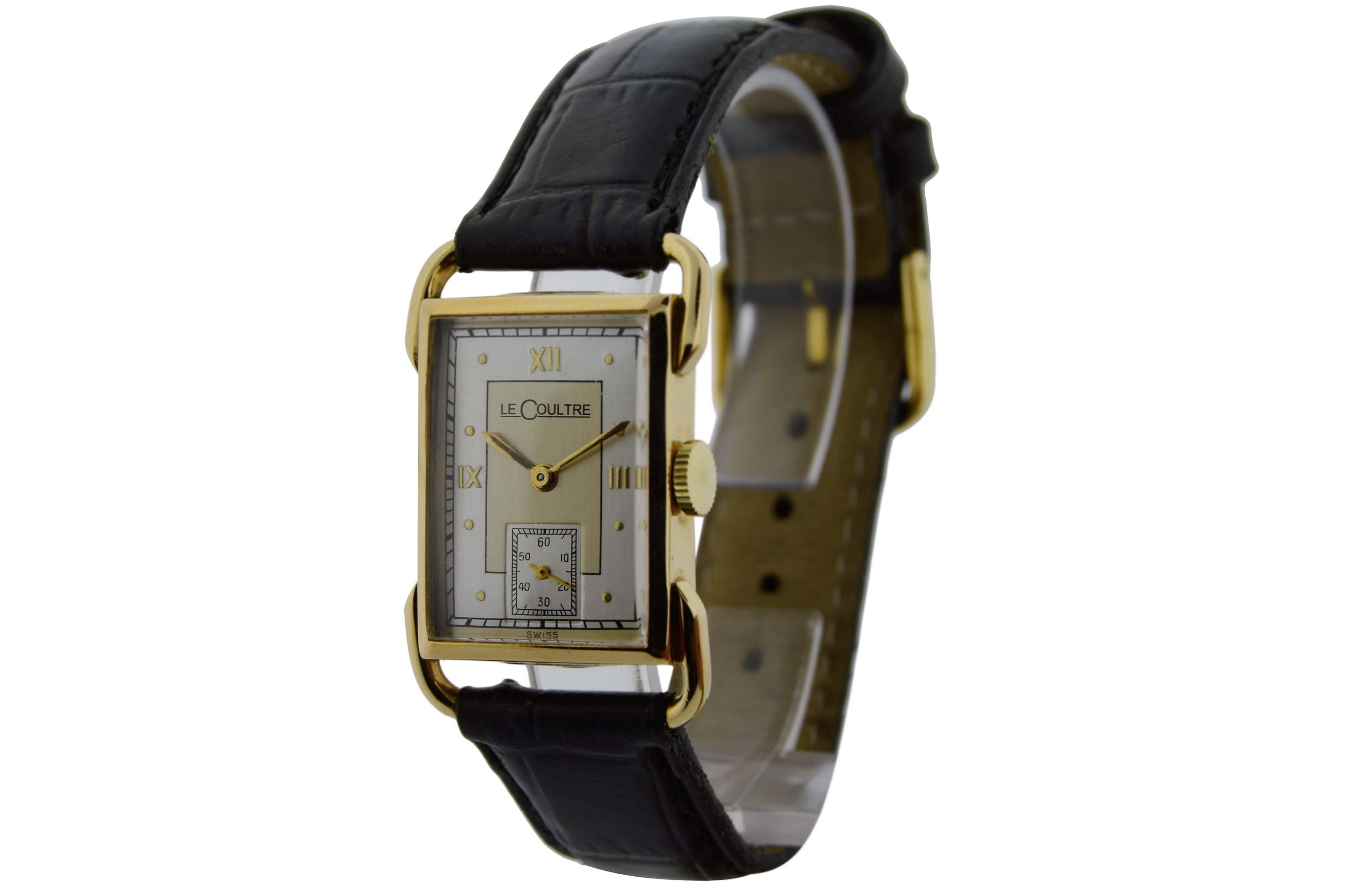 1940s Le Coultre Gold Men's Wrist Watch 3