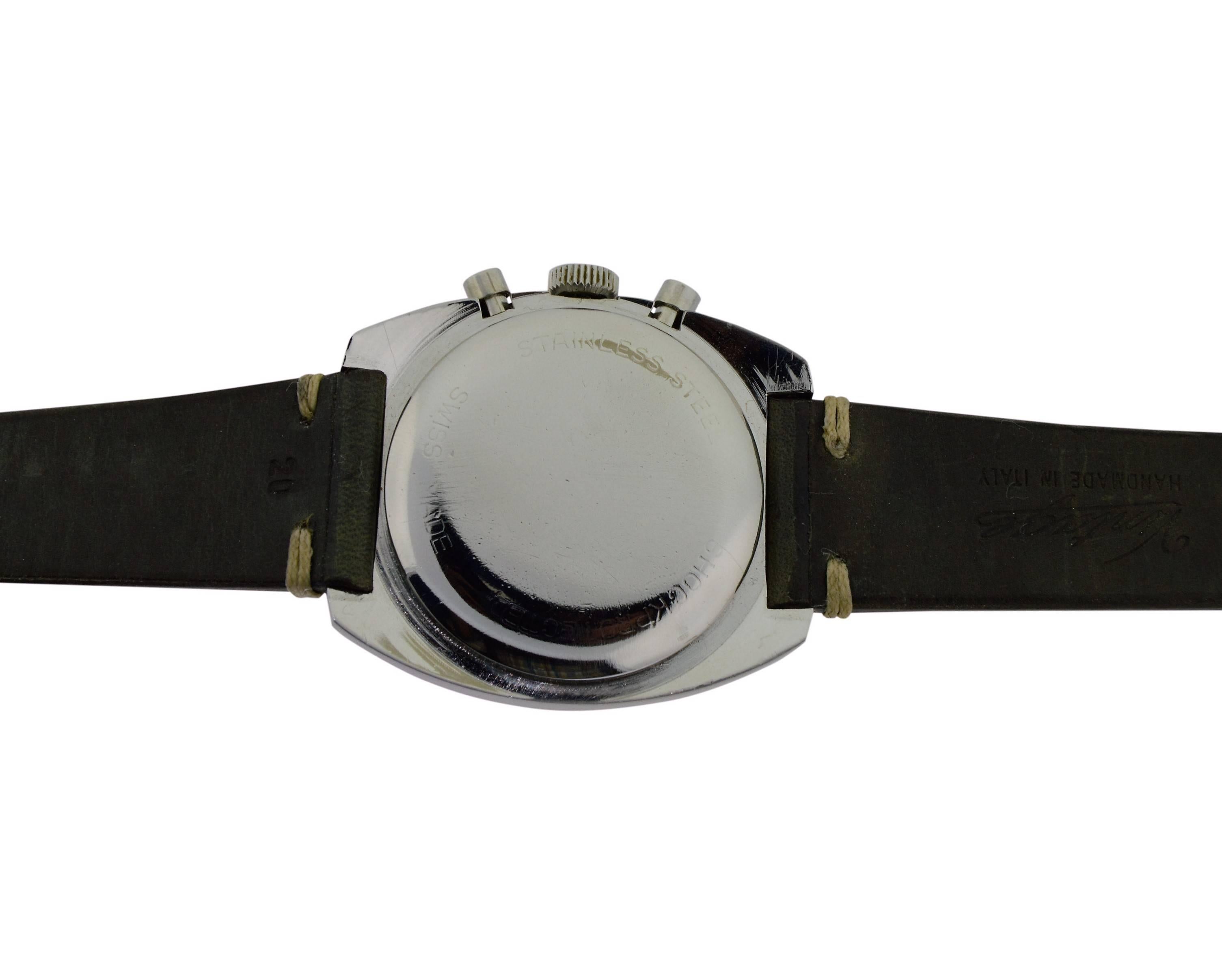 Breitling Chronograph Stainless Steel 1960's In Excellent Condition In Long Beach, CA