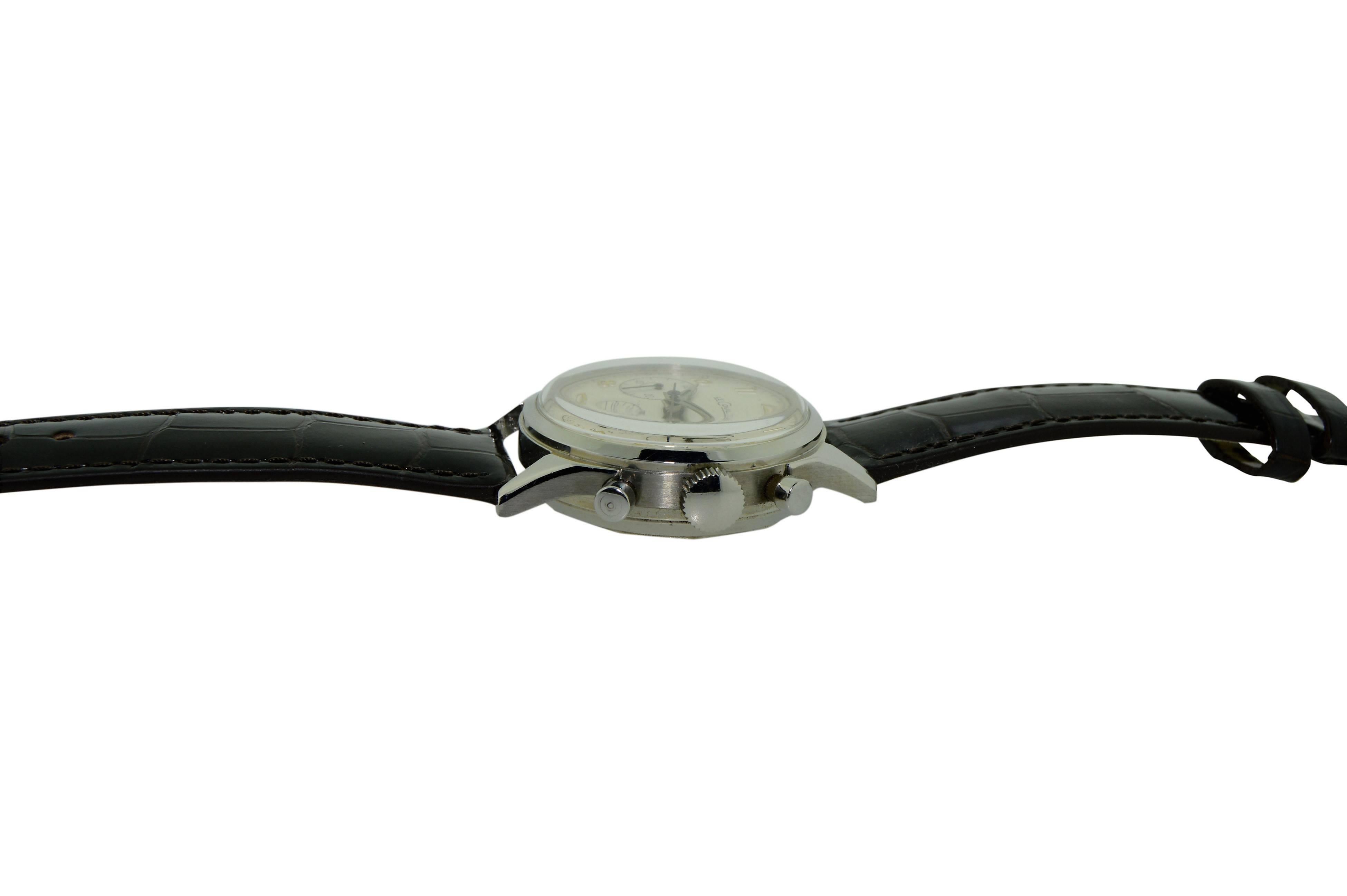 Men's Le Coultre Chronograph Stainless Steel Wrist Watch