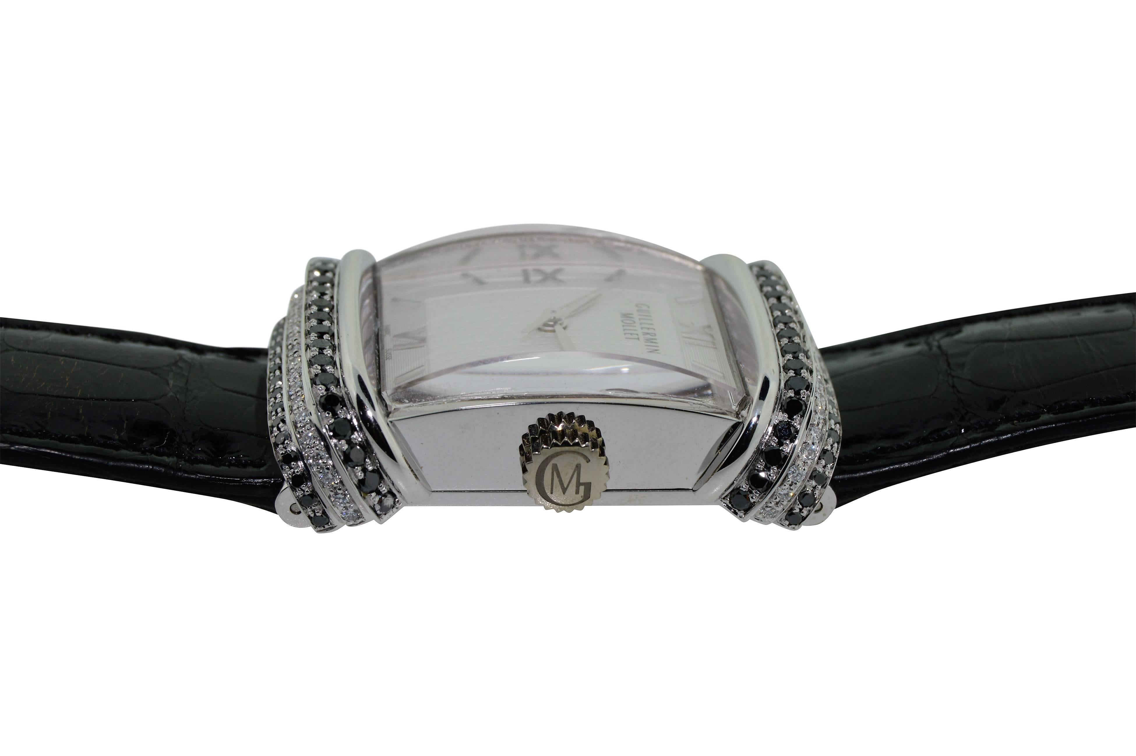 Guillermin Mollet Weißgold Number One to One Automatik-Armbanduhr Herren im Angebot