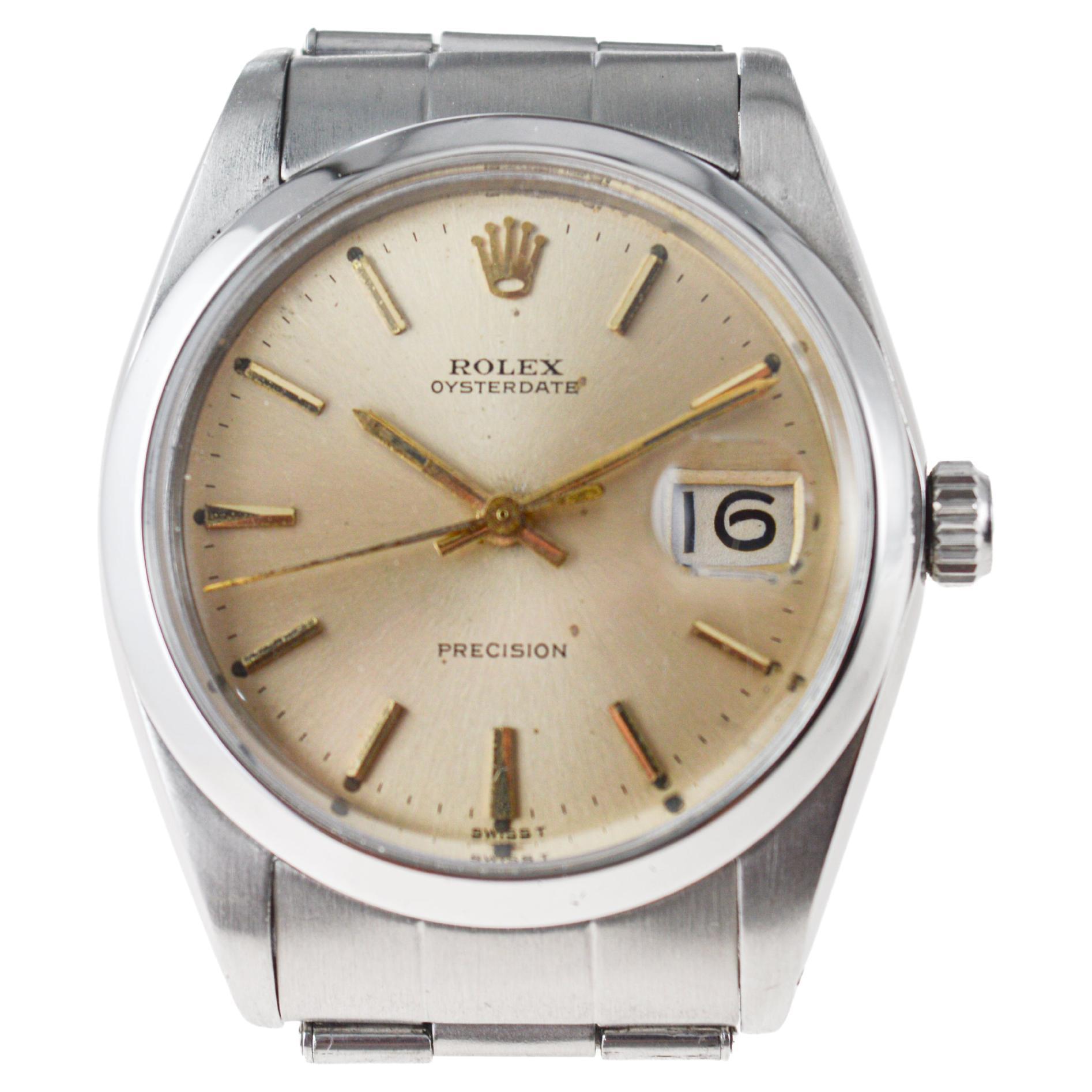 Rolex Steel Oyster Date with Factory Original Light Champagne Dial, 1960s 3
