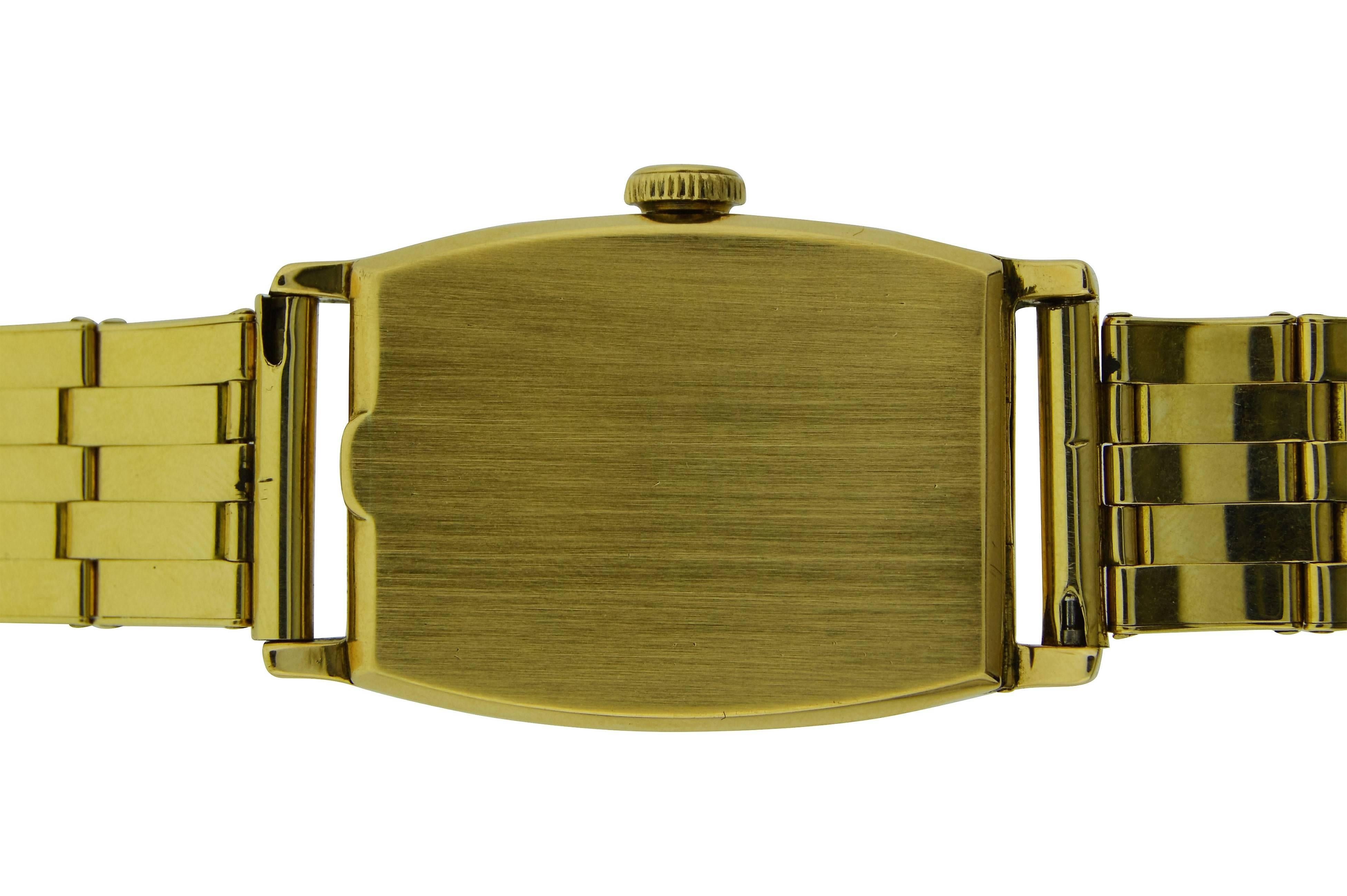 Art Deco Tiffany & Co. by Longines Watch Co. Yellow Gold Tonneau Shape Watch