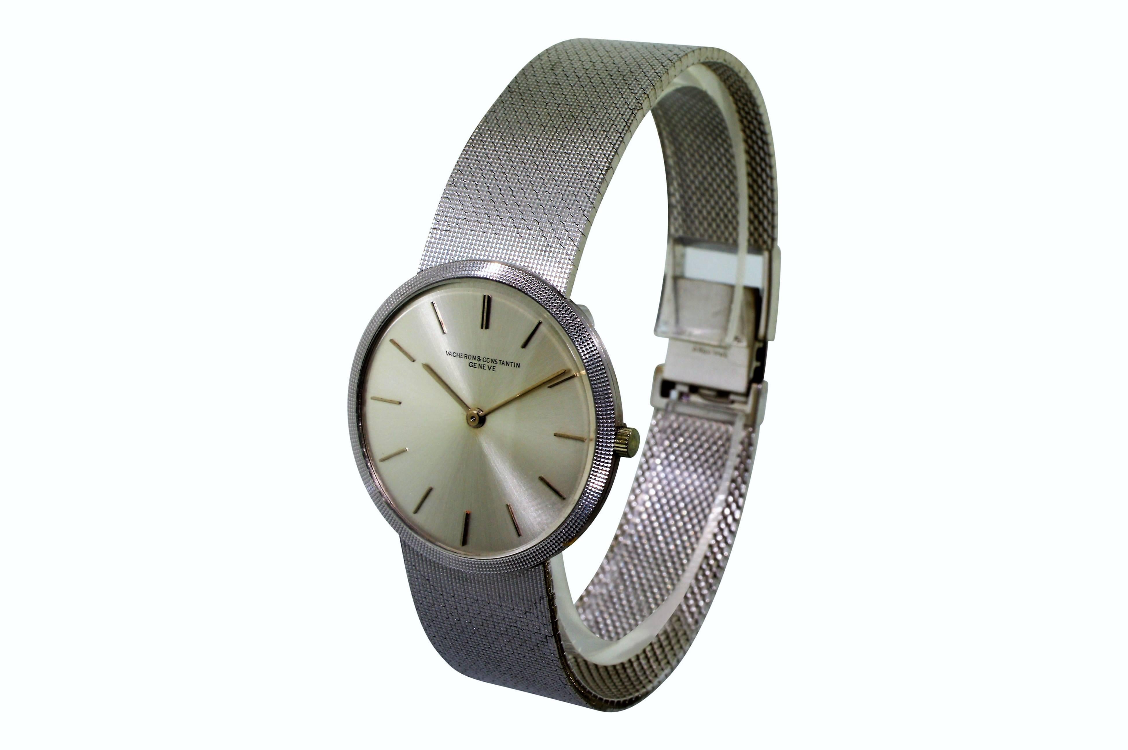 Vacheron & Constantin White Gold Dress Bracelet Watch In Excellent Condition For Sale In Long Beach, CA