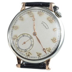 Eterna 18 Karat White and Rose Gold Art Deco Oversized Pocket Wristwatch, 1930s