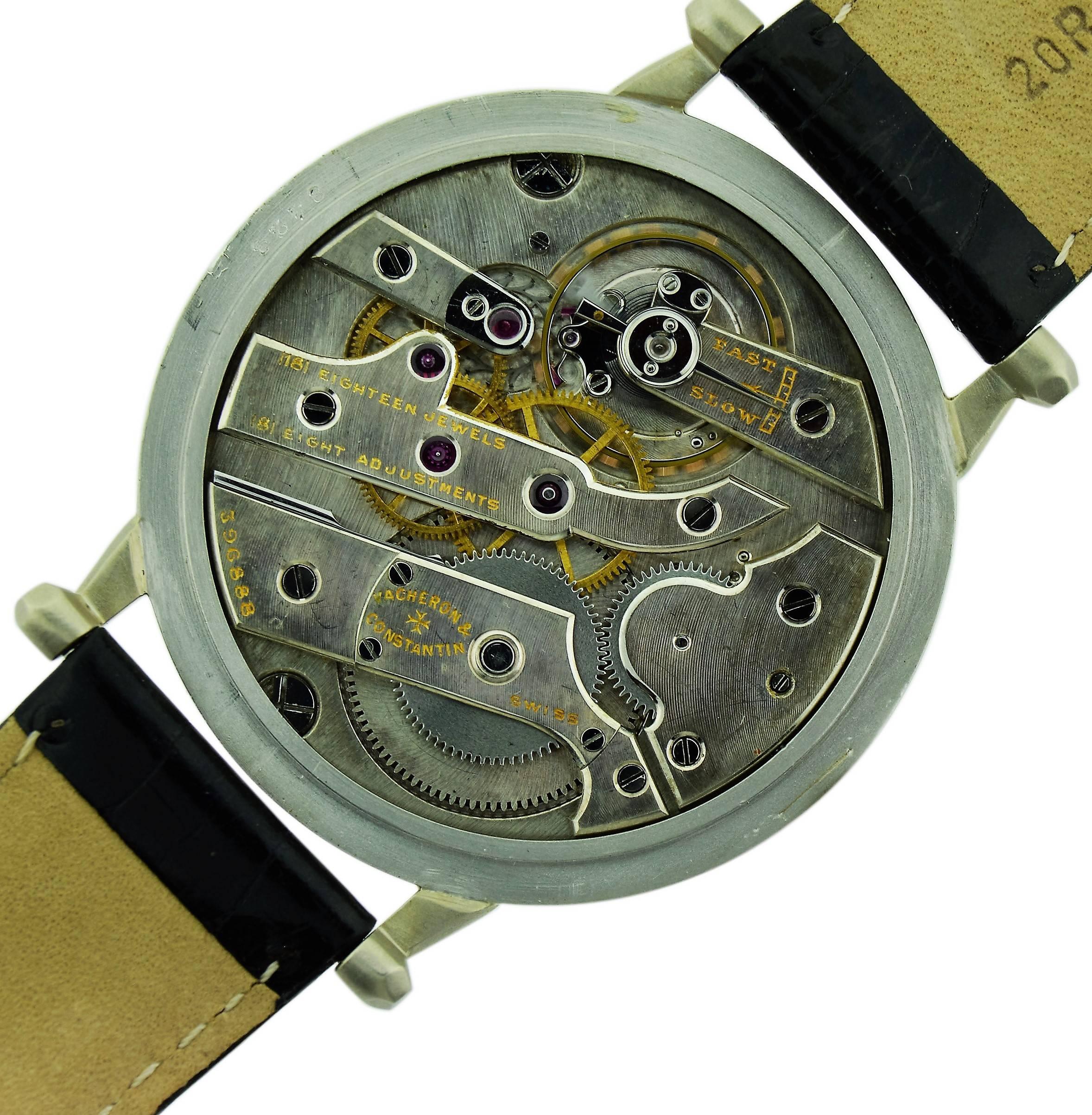 Women's or Men's Vacheron & Constantin J. E. Caldwell Platinum Oversized Wrist Watch