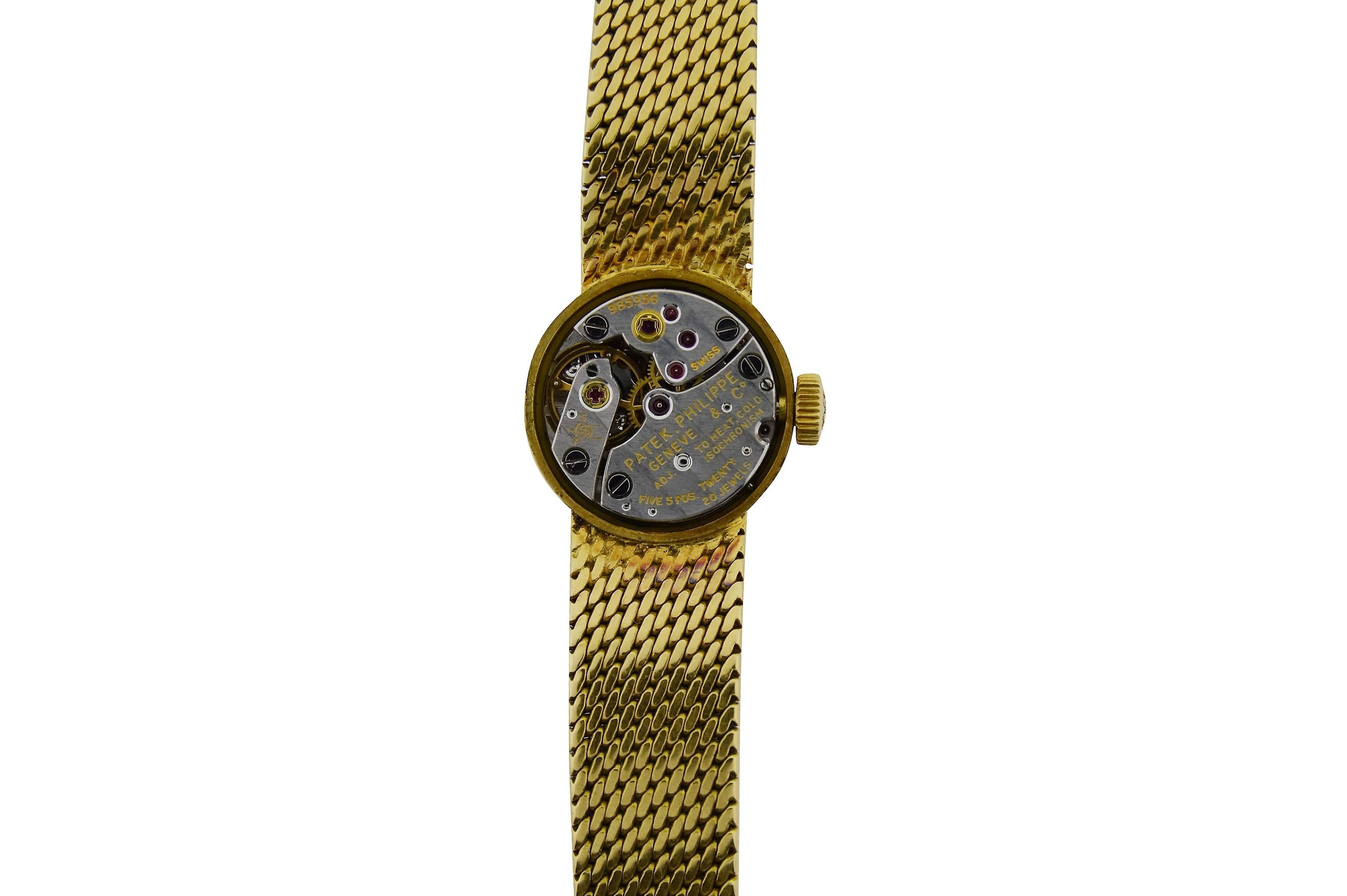 Women's Patek Philippe Ladies Yellow Gold Bracelet Style Wristwatch Ref 3266/13