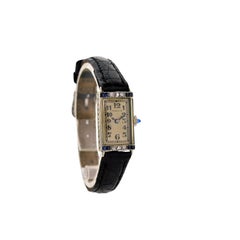 Tiffany & Co. Ladies White Gold Diamond Sapphire Art Deco Manual Wristwatch