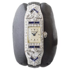 Vacheron Constantin Damen Platin Diamant Saphir Uhr aus den 1930er Jahren