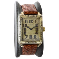 Waltham Gelbgold gefüllte Art-Déco-Uhr mit Original Zifferblatt aus 1926