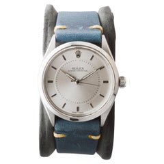 Rolex Stahl Oyster Perpetual mit seltenem, Bulls Eye Zifferblatt aus Stahl von 1958 Kaliber 1060