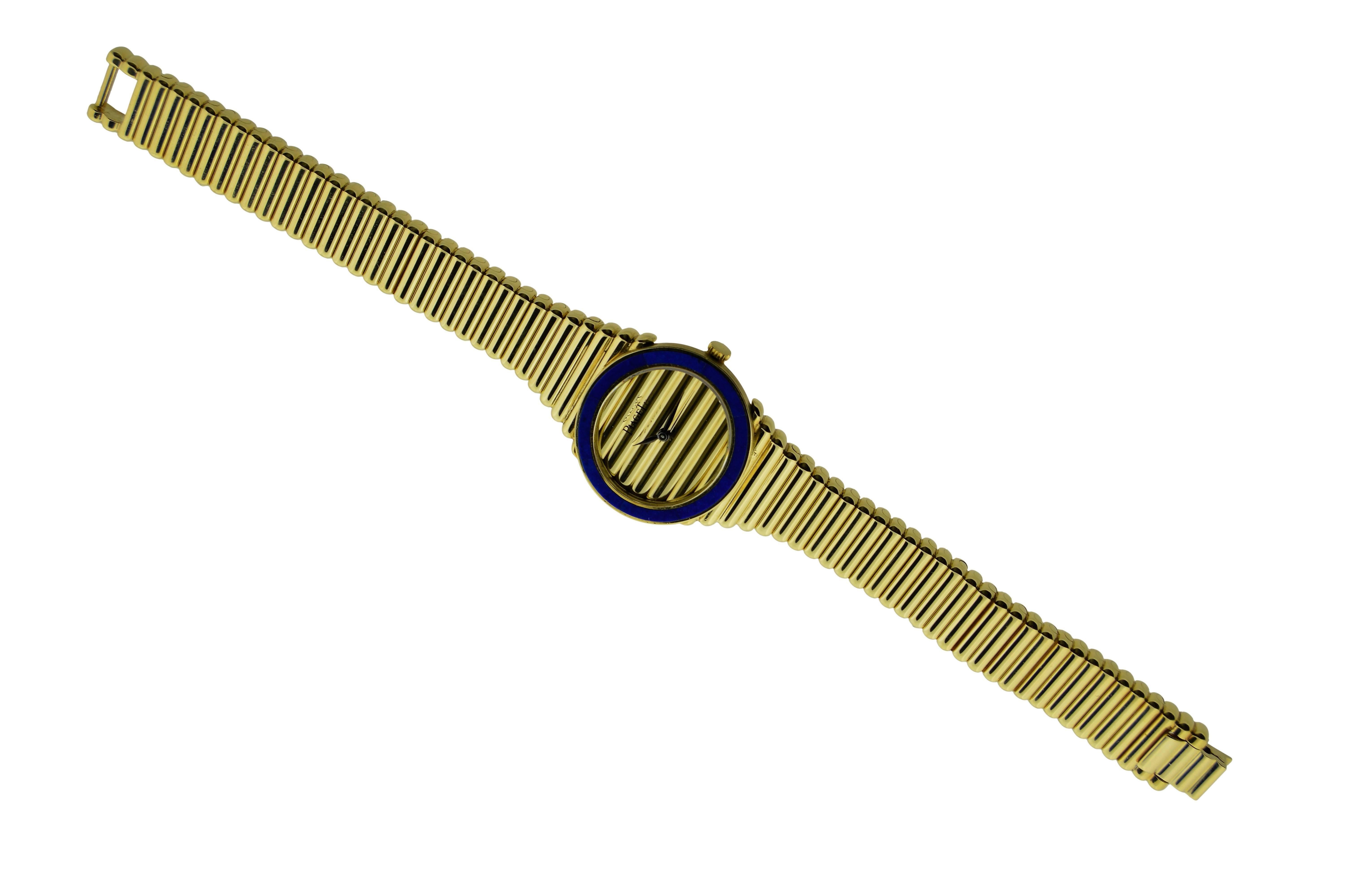 Piaget Ladies Yellow Gold Lapis Lazuli Bracelet Watch 2