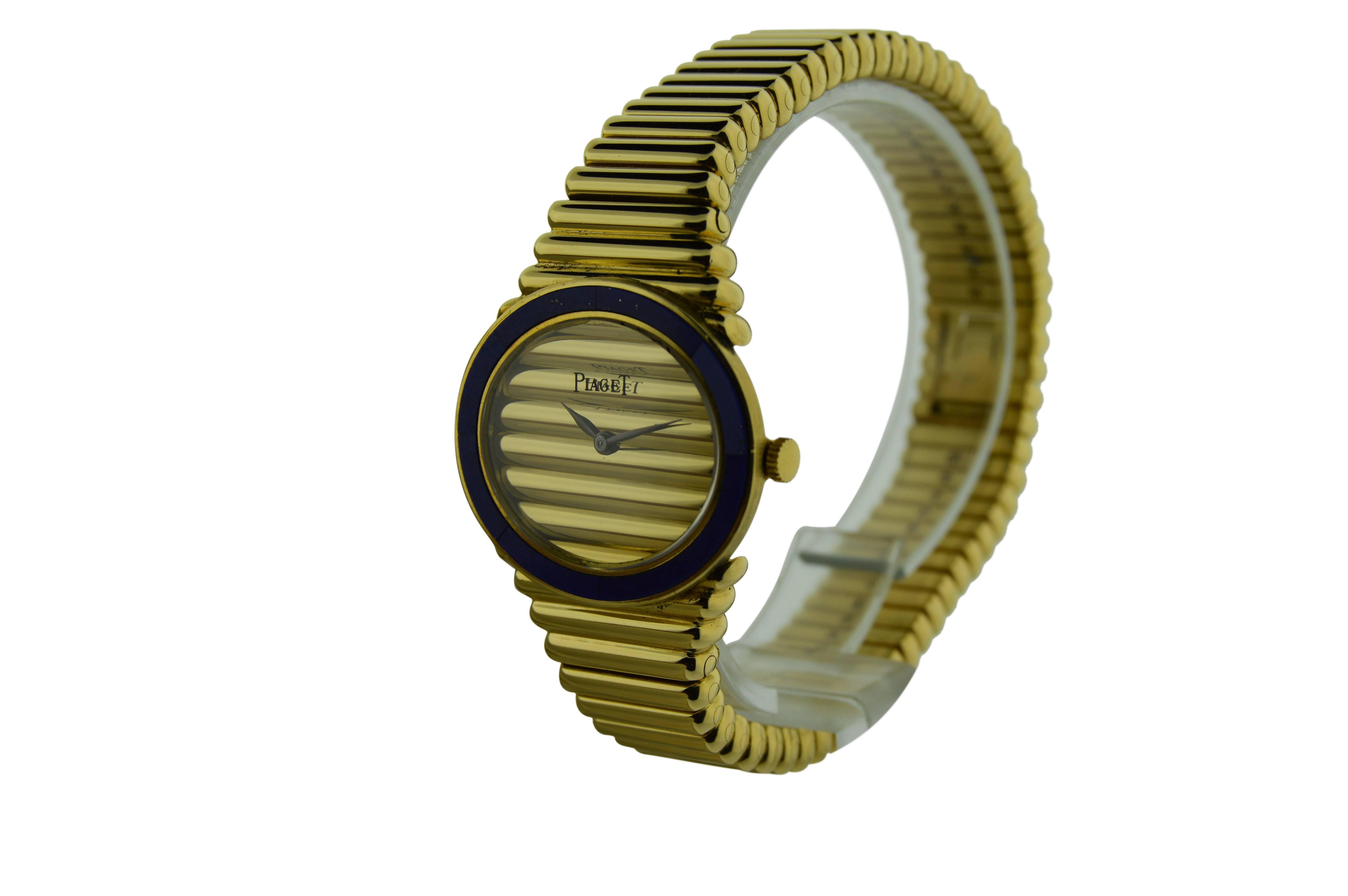 Piaget Ladies Yellow Gold Lapis Lazuli Bracelet Watch 3