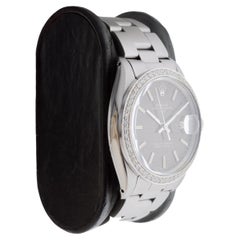 Rolex Steel Oyster Perpetual Datejust with Rare Black Dial circa, 1960's