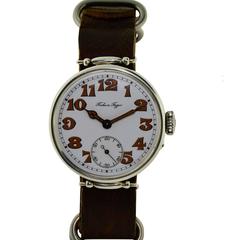 Antique Pavel Buhre Silver Original Campaign Style Manual Wind Wristwatch