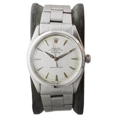 Rolex Stahl Air King mit seltenem horizontal gewölbtem Original-Zifferblatt aus Stahl von 1964