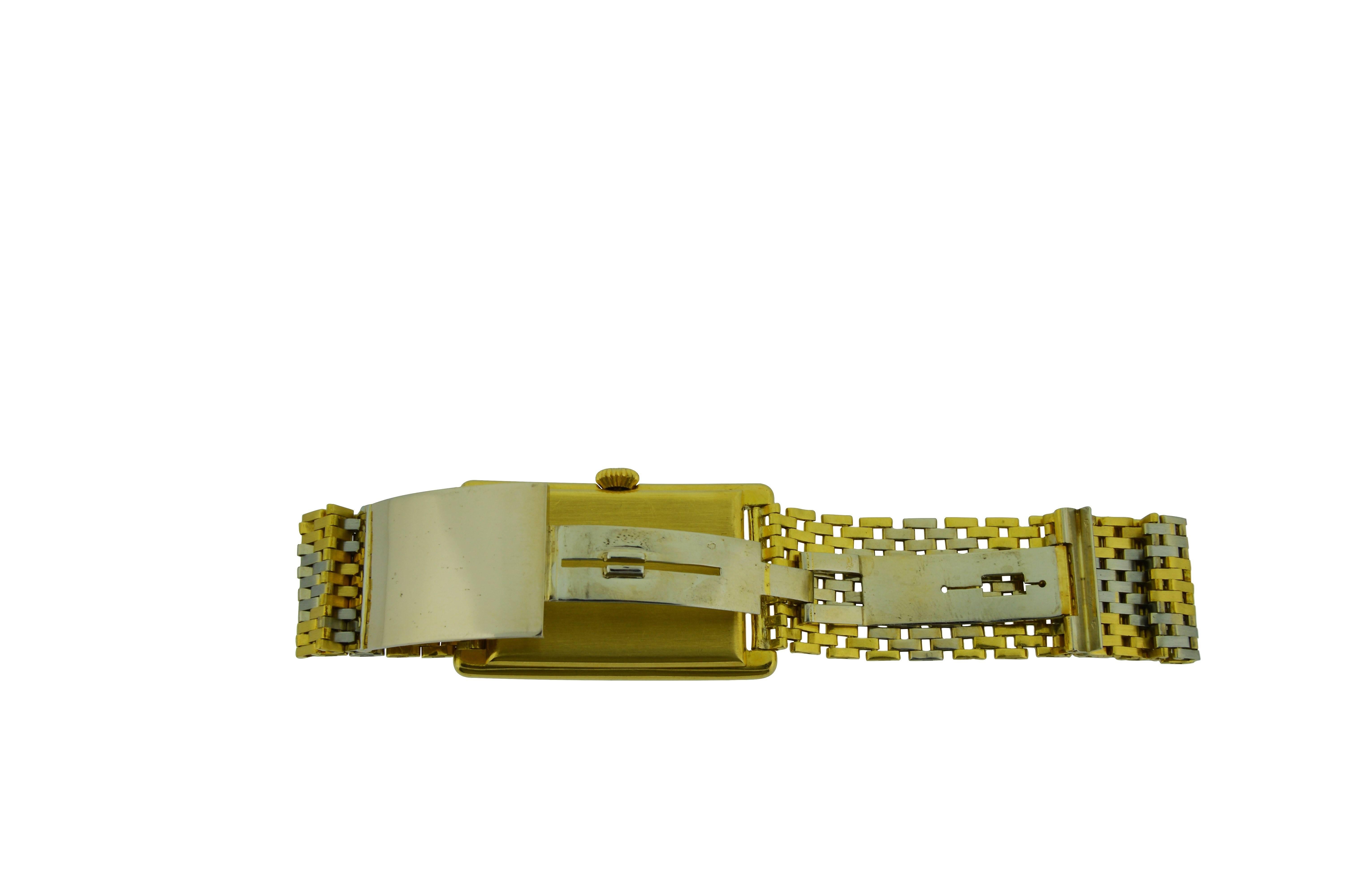 Art Deco Van Cleef & Arpels Yellow and White Gold Handmade Bracelet Watch For Sale