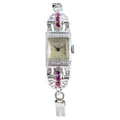 Nicolet Massiv Weißgold Art Deco Damenuhr mit Periodenarmband, ca. 1940er Jahre