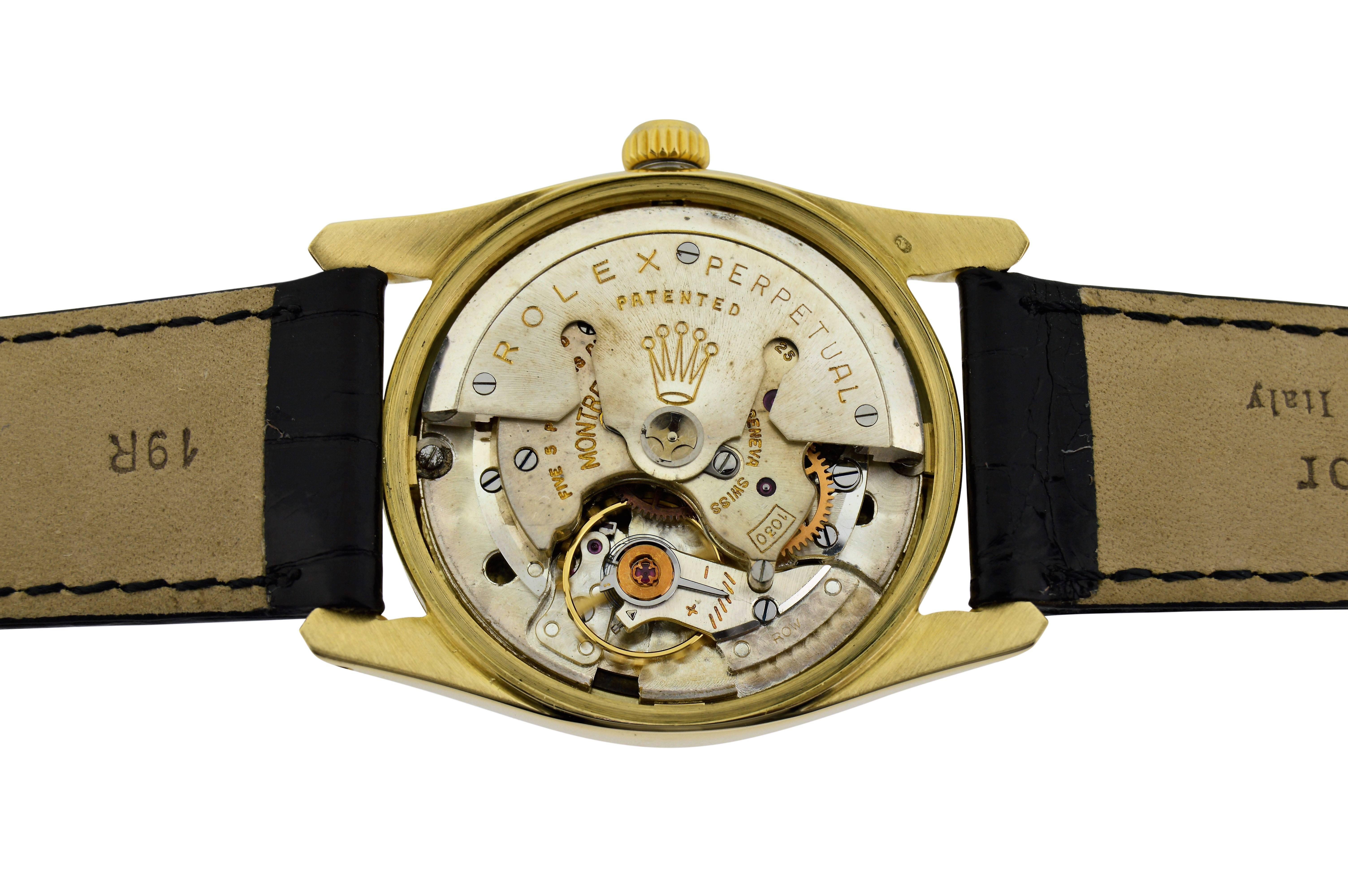 Rolex Yellow Gold Men's Bombe Style Wristwatch 1