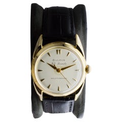 Bulova Yellow Gold Filled Art Deco Watch with Factory Original Dial 1950's